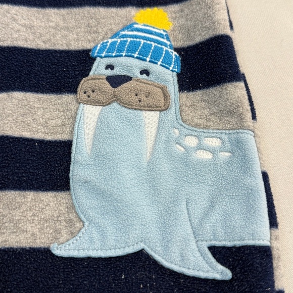 Carter's - Blue and Gray Fleece Onesie Sleeper - Picture 2 of 4